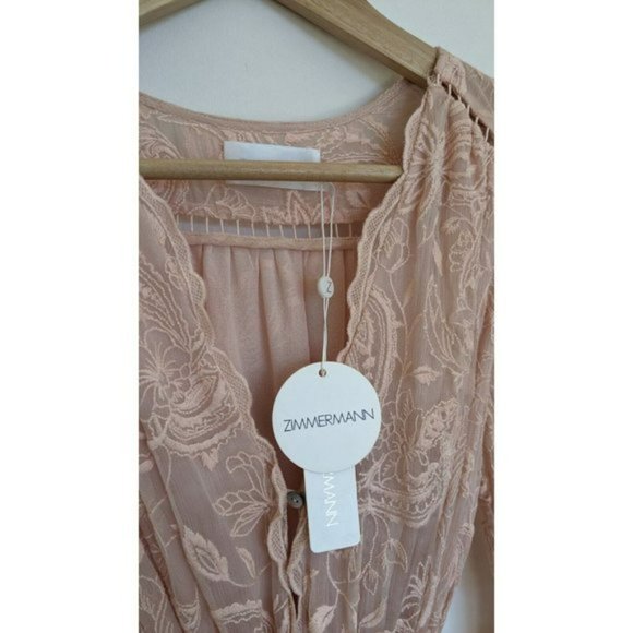 Zimmermann Henna Floating Fringe Silk Playsuit Rose BNWT - Picture 11 of 13